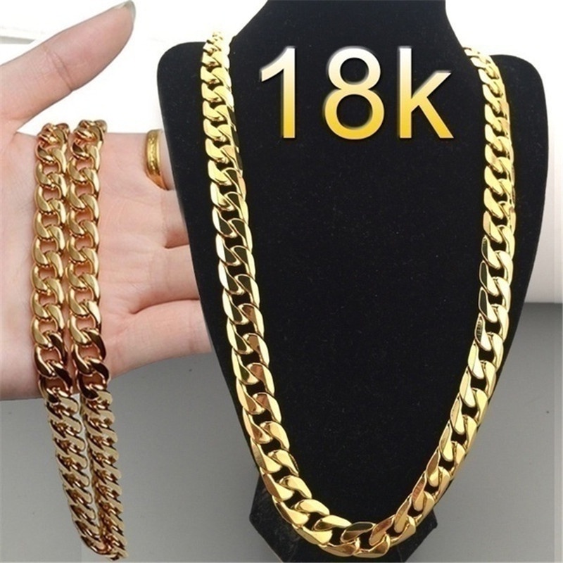 Kalung Rantai Emas 18K Lebar 6mm Panjang 20cm - 75cm Untuk Pria / Wanita