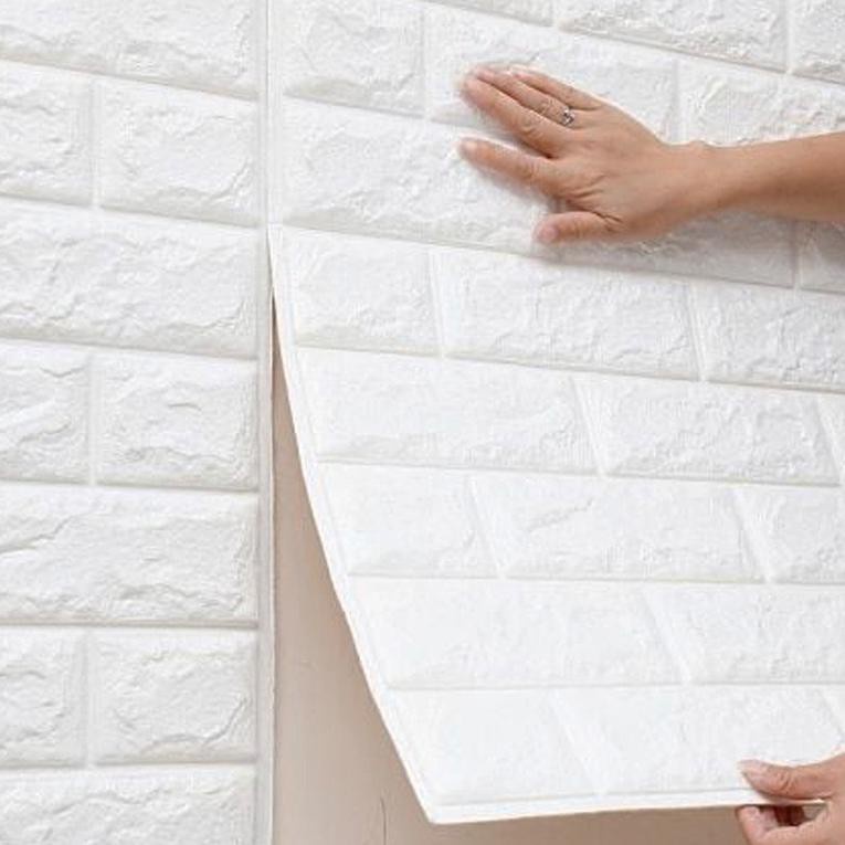 Wallpaper Dinding 3d Foam Bata Putih 38 cm x 77 cm-2