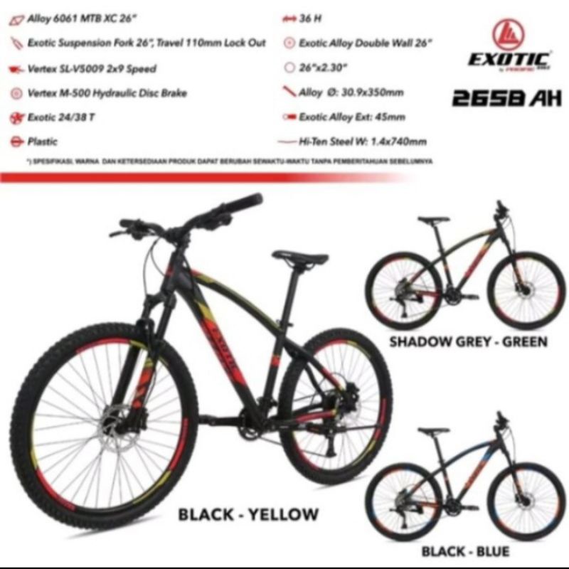 sepeda gunung exotic 2658 AH FL uk 26 inch
