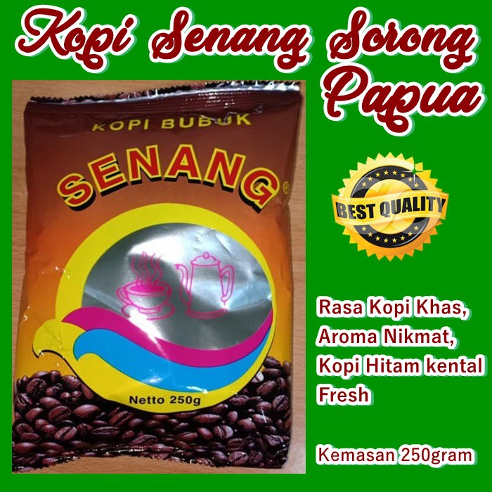 Kopi Bubuk Senang Asli Sorong Papua Kemasan 250gram