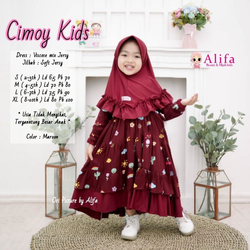 [Gamis Balita & Anak] Cimoy Pelangi Kids Syar'i by ORI ALIFA-Cimoy Maroon