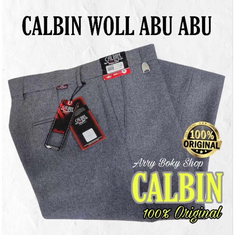 Celana CALBIN WOLL FORMAL ABU ABU  (100% ORIGINAL)