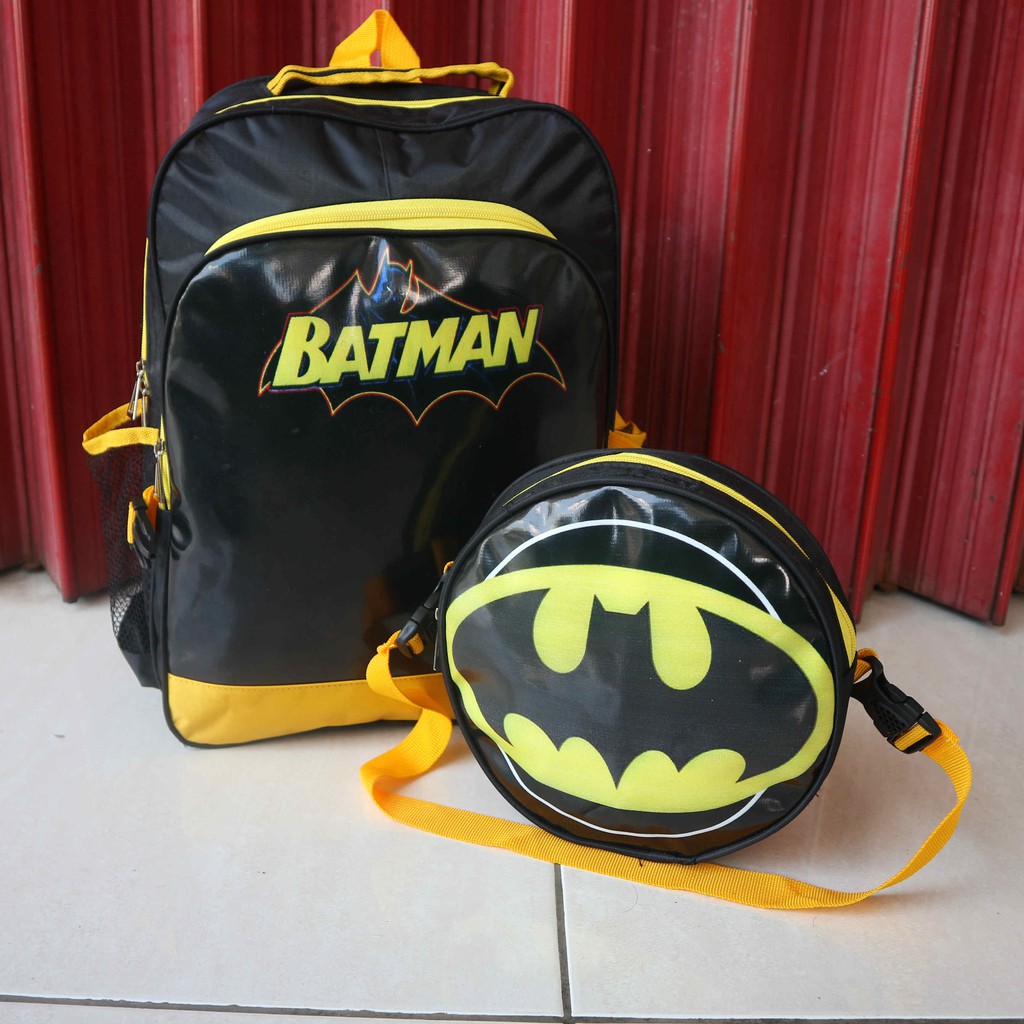 Tas Fashion Anak 2in 1 Bisa Selempang Dan Ransel Motif Batman Kekinian