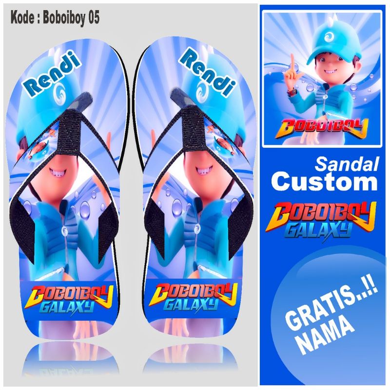 Sandal Custom karakter BOBOBOY Nama Anak/Dewasa FREE Custom Suka Suka