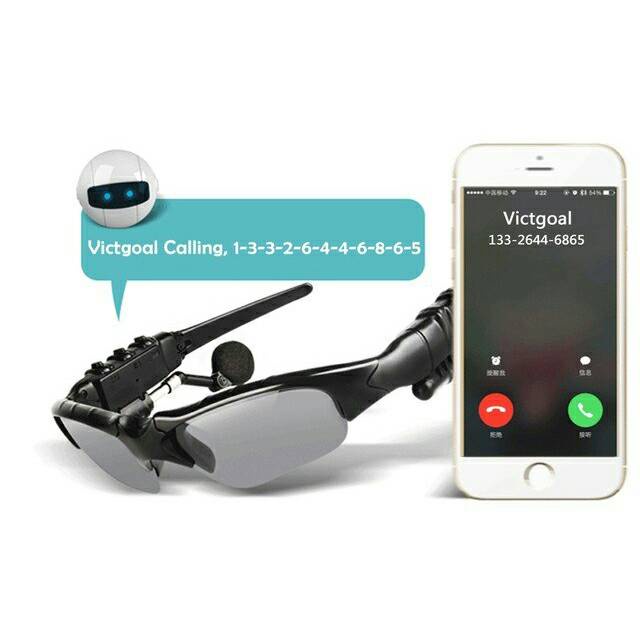 GS8 Kacamata VICTGOAL Polarized Earphone Bluetooth dengan 5 Lensa V9100 - Black