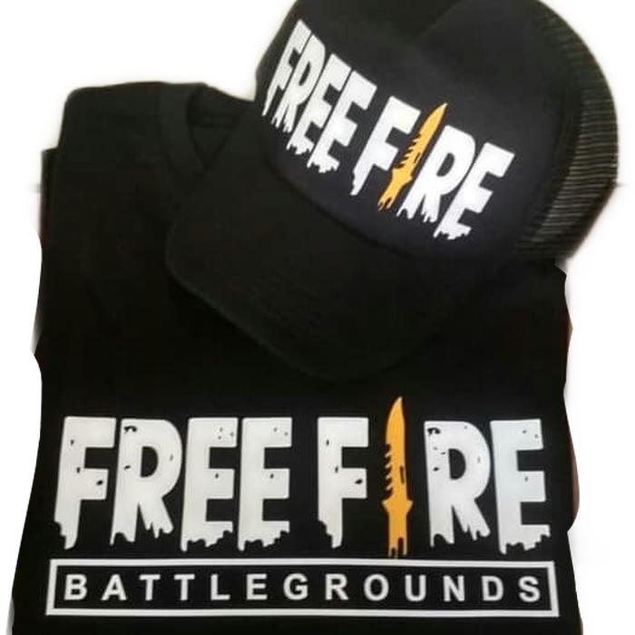 BAJU KAOS FREE FIRE + TOPI - PROMO - Putih, M