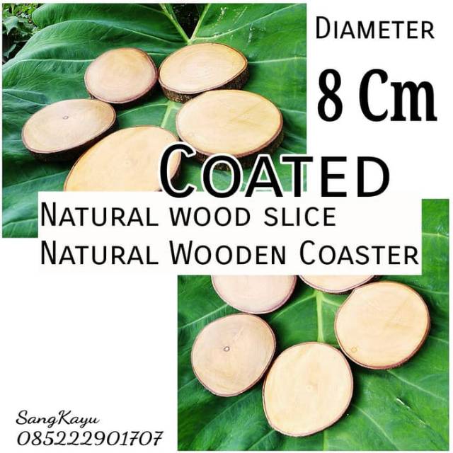 Coated Natural wooden coaster 8 Cm Tatakan gelas cangkir kayu alami