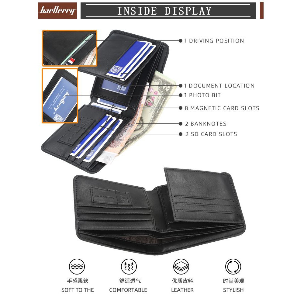 BAELLERRY D9152 Dompet Pria Bahan Kulit PU Leather Premium WATCHKITE WKOS