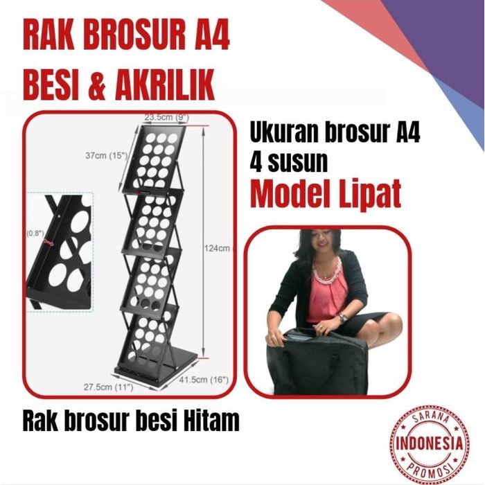 

Rak Brosur Lipat / Rak Kertas Lipat / Rak Susun / Tempat Brosur Susun - Rak Besi Hitam
