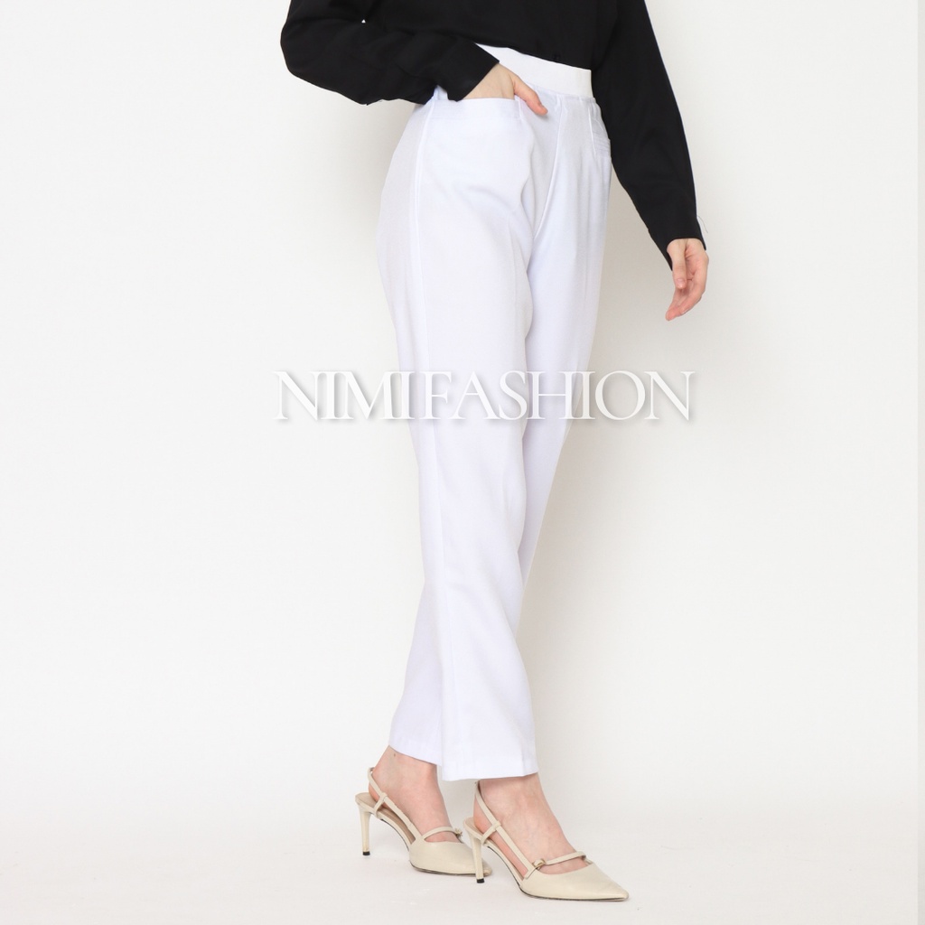 NIMI - Celana Kerja Kantor Wanita Formal Bahan Stretch Premium Pinggang Full Karet