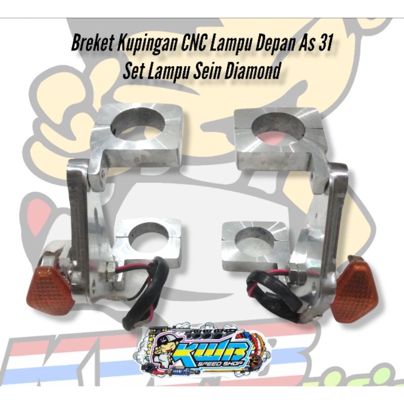 Breket kupingan CNC lampu pesek as 31 set lampu sein diamond cb gl megapro tiger