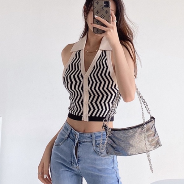 [Premium] Halter Knit Top Atasan Kerah Rajut 7234