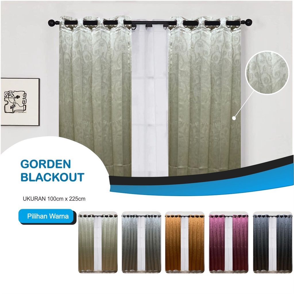 Gorden Blackout Polos Emboss Minimalis Tebal dan Mewah / Gordeng Hordeng Korden Tirai 100% Blackout