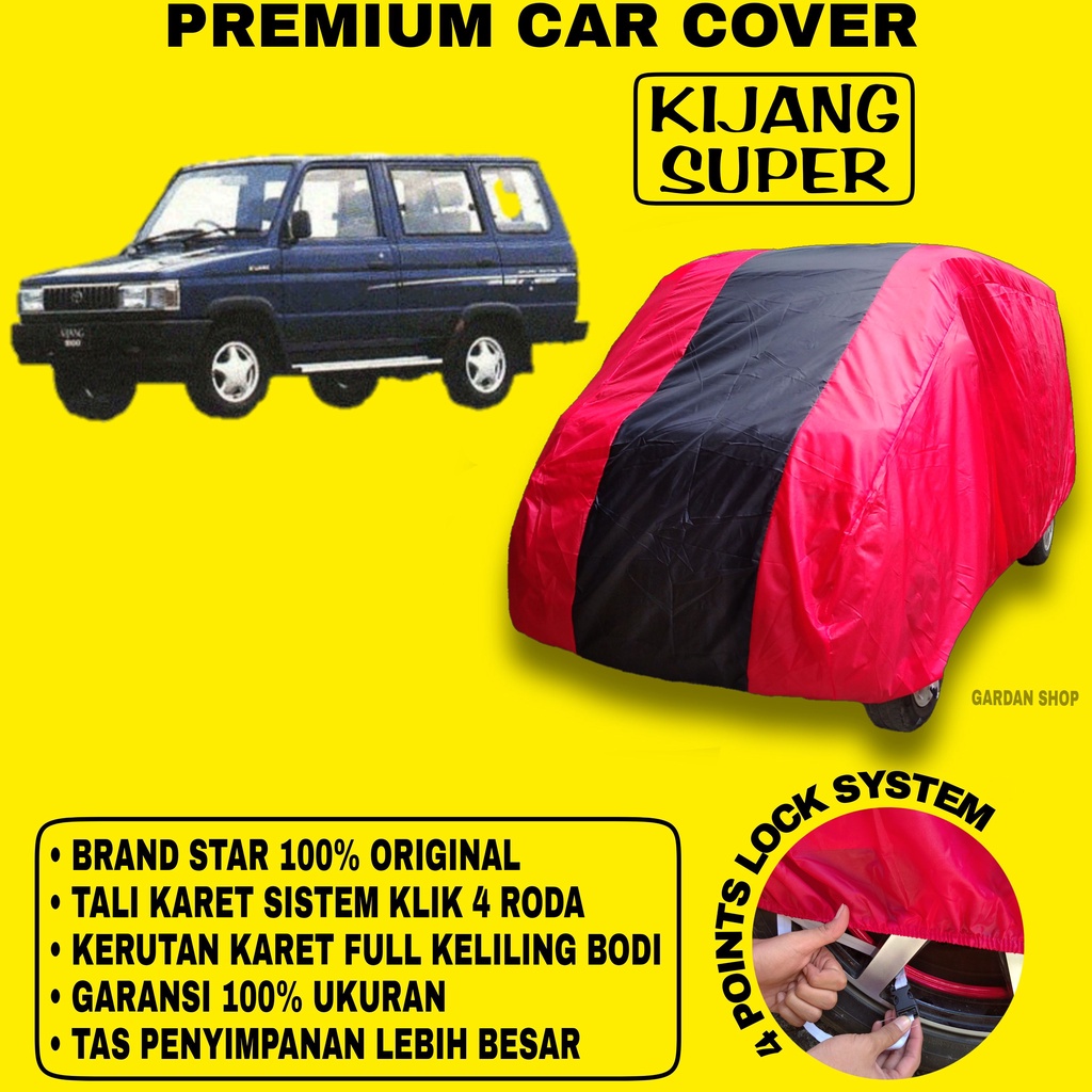 Body Cover KIJANG SUPER MERAH HITAM Penutup Bodi Mobil Kijang Super Waterproof PREMIUM