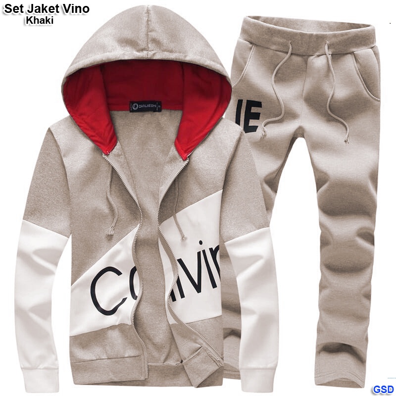 Set Jaket Vino/ Setelan Pakaian Kasual Olahraga Pria Sale!!!  / Jaket dan Celana Training Pria Murah  / Hoodie Bahan Destiny Fleece Good Quality