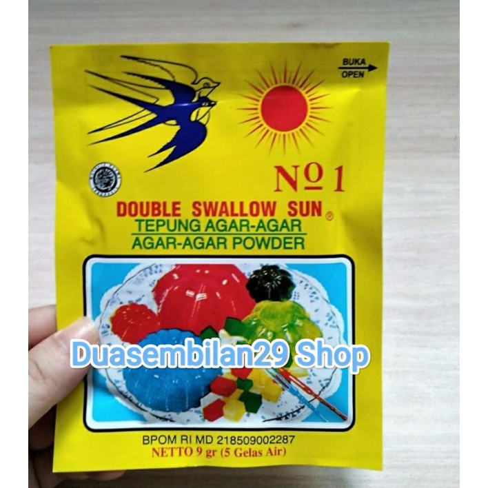 tepung agar agar powder swallow globe &amp; double swallow sun 7 gram