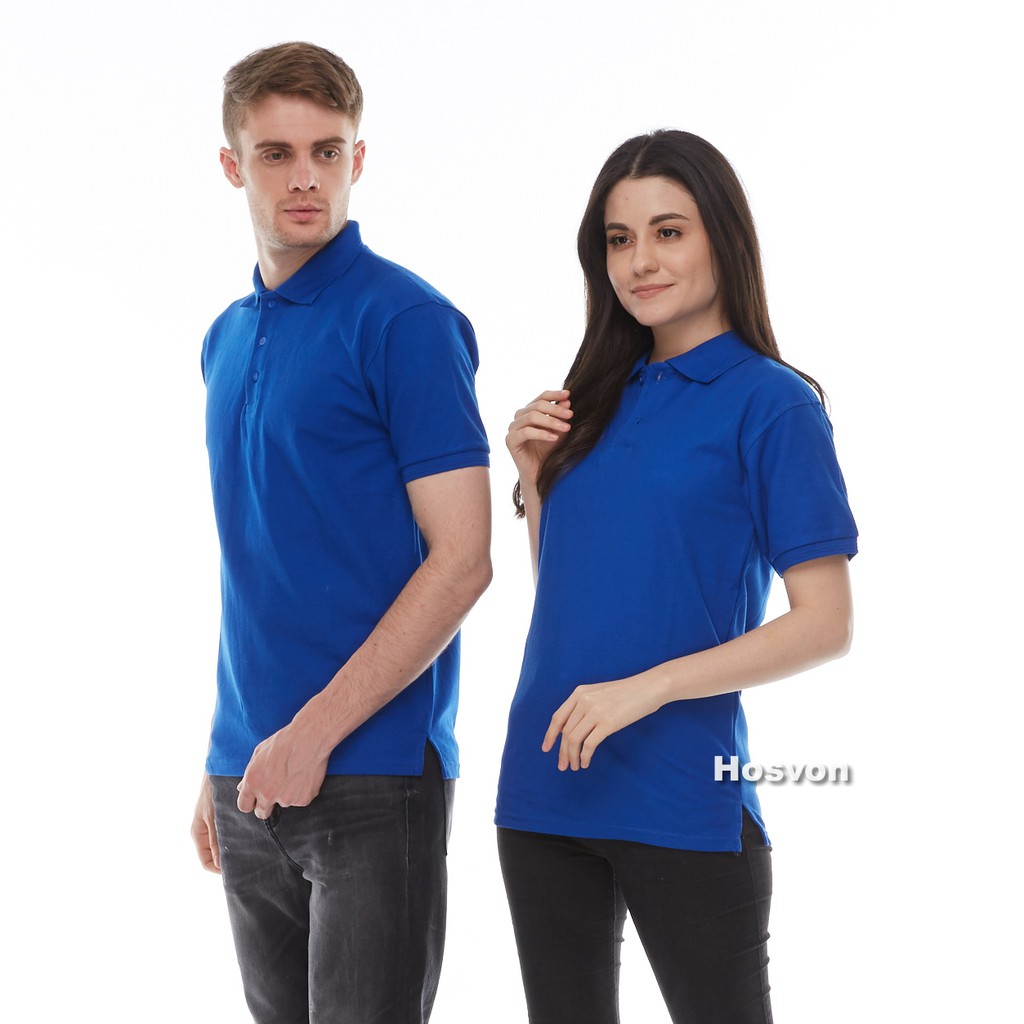 BIRU BENHUR Hosvon Kaos Kerah Wangki COTTON 100% Size S-XXL ( PRIA &amp; WANITA )