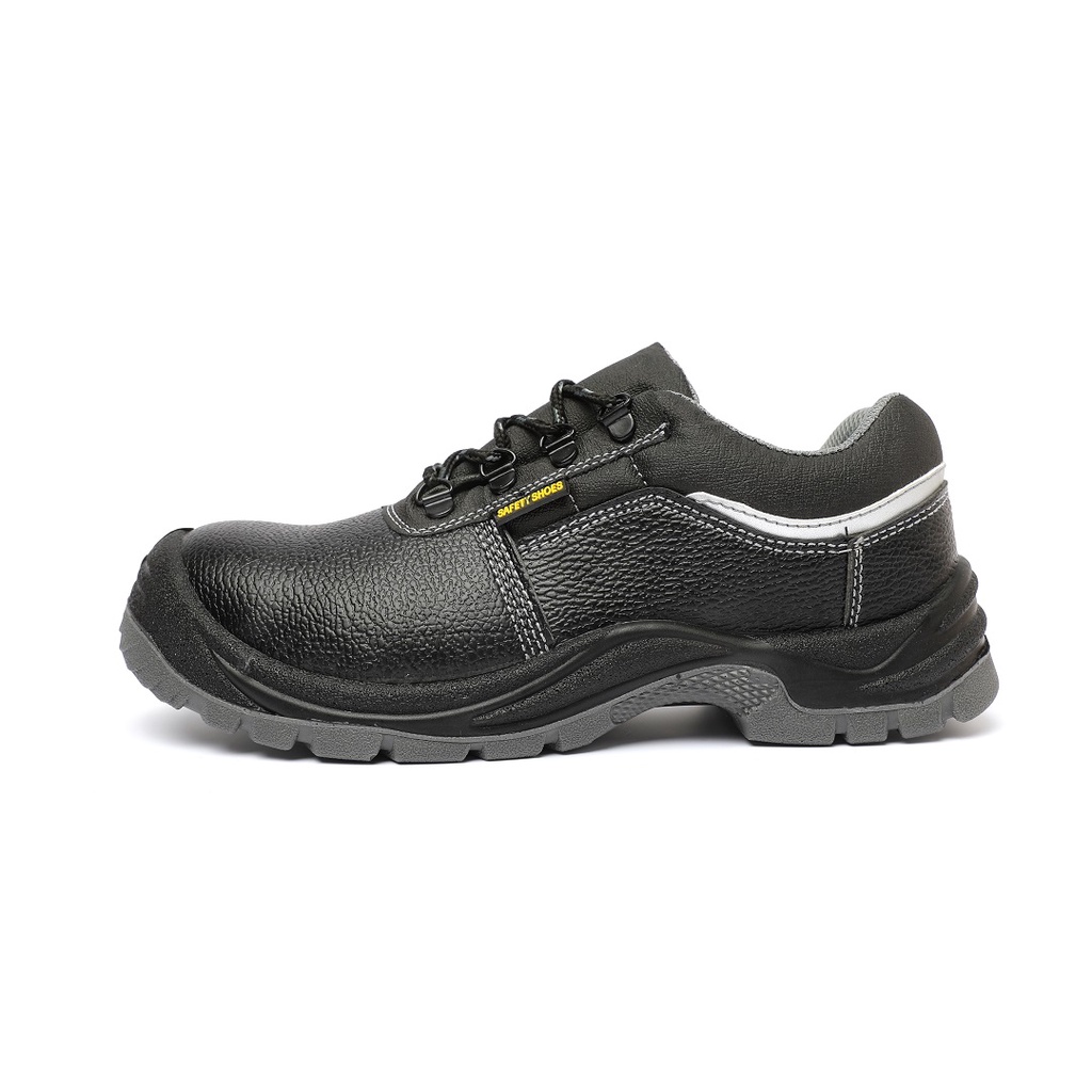 Sepatu Safety Shoes Pria Steel Toe Ujung Besi Low Cut Hitam Abu