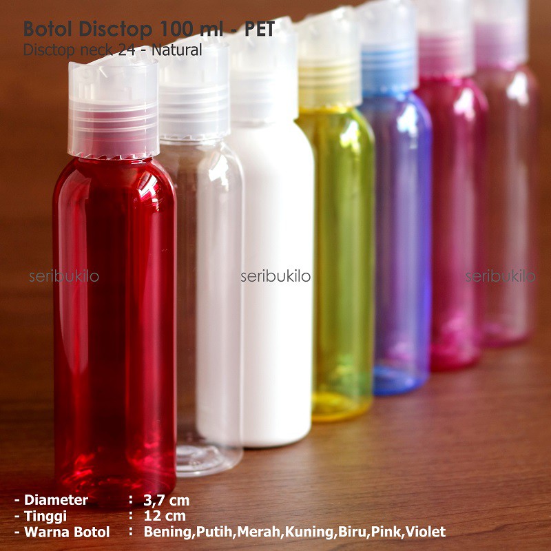 Botol Plastik 100 ml PET - Tutup Disctop Natural