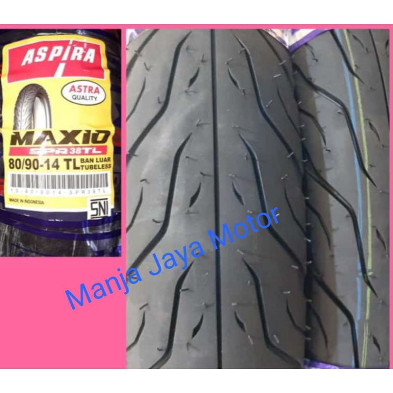 Ban tubeless paket 80/90-14 &amp; 90/90-14 Honda Aspira Maxio SPR TL 38 for beat/Vario/125/150/Mio J/for beat f1/esp/kabu/esp/pop/street/vario125/Vario 150/Scoopy lama/beat f1/Genio/beat new 2020/Mio J/Mio m3/soul/smilel/sporty/S/fino/x-ride M3/soul gt 125/