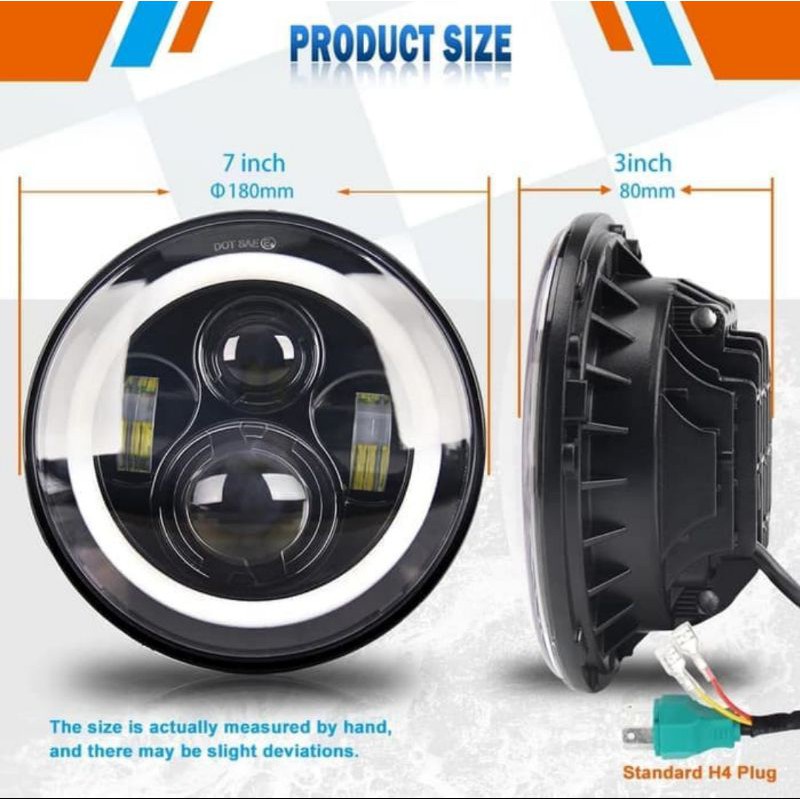 LAMPU LED DAYMAKER 7 INCH MOBIL MOTOR 40W DOT SAE