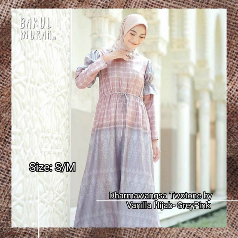 Twotone Dress GreyPink by Vanilla Hijab Vanillahijab