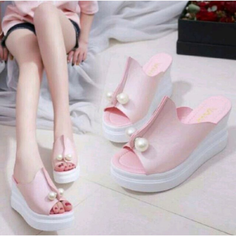 ABBUSHOES Us 106 wedges sol jadi kokop mutiara 7cm