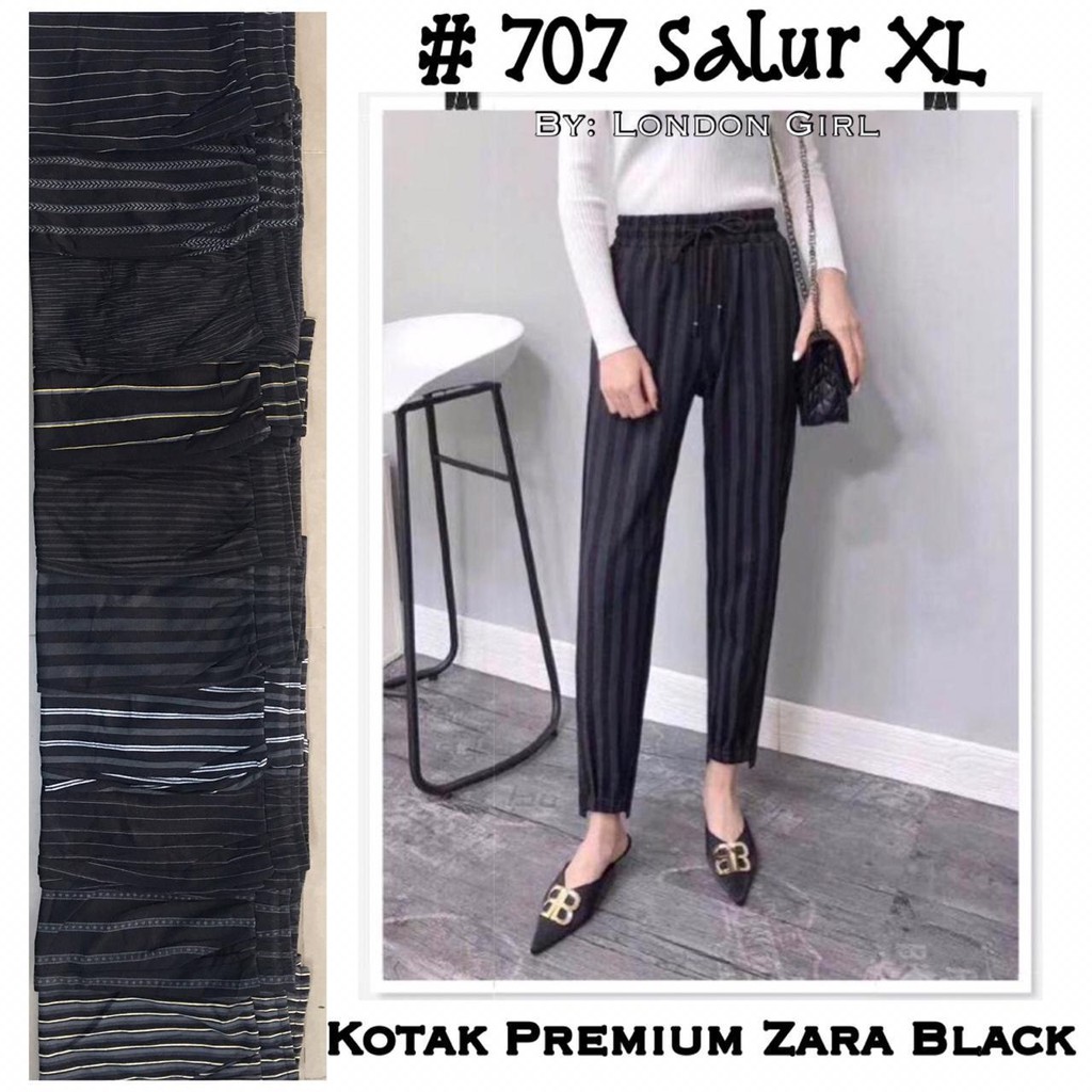  Celana  Panjang Wanita  Hitam Bahan Salur  Premium Zara 707 