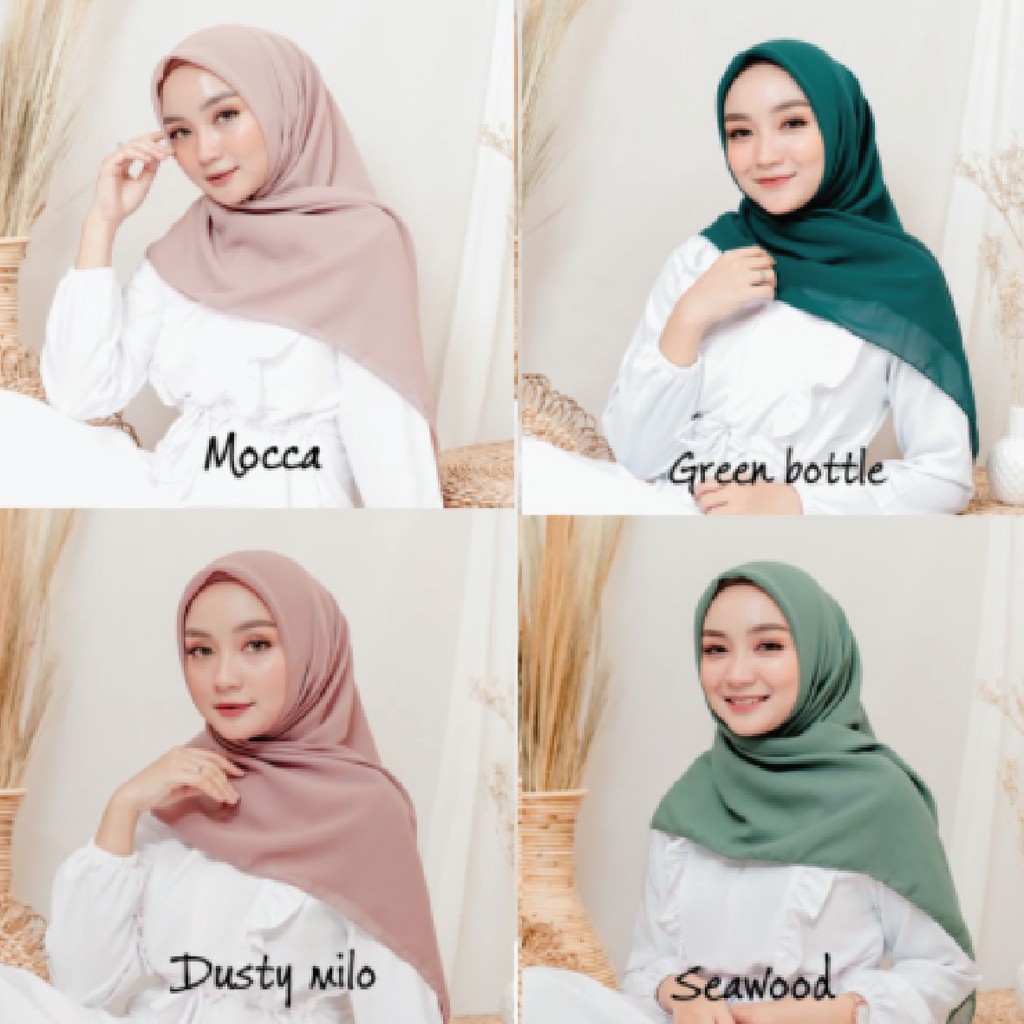 HIJAB SEGIEMPAT - Hijab Kerudung Square - Daily Hijab Lembut Adem Warna Pastel