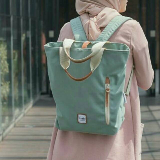 Tas Totebag Backpack Ransel Wanita Keren Original Tusk Haru Olive
