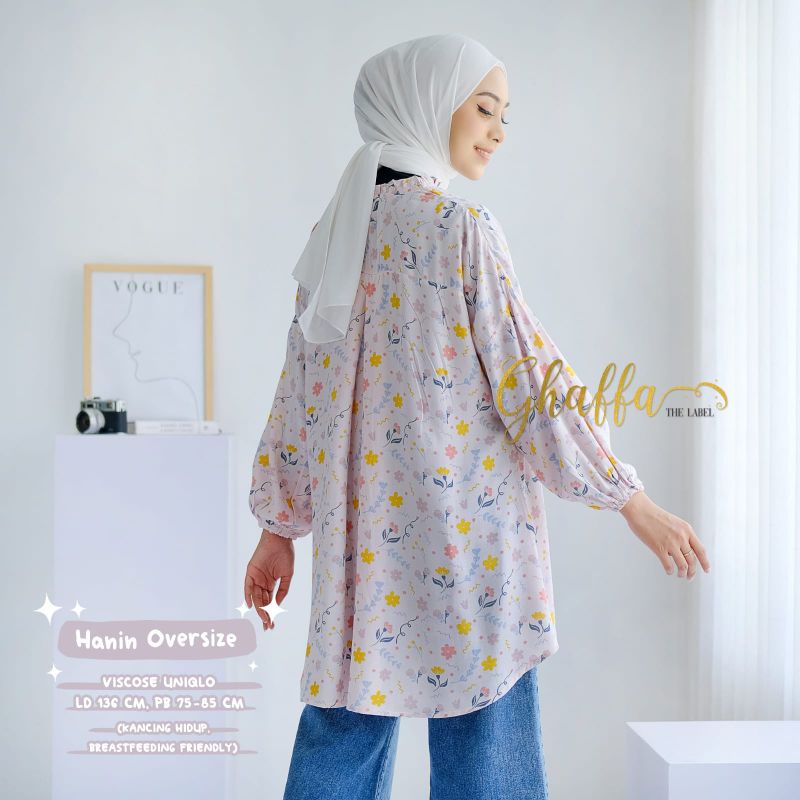 HANIN OVERSIZE BY GHAFFA THE LABEL (BLOUSE MOTIF) Blouse muslimah rekomeded