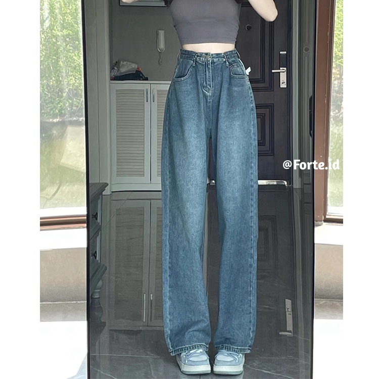 Celana Jeans Wanita Kekinian Jumbo Terbaru Boyfriend Jeans/Celana Jens Wanita Highwaist Loose Straight Denim Pants