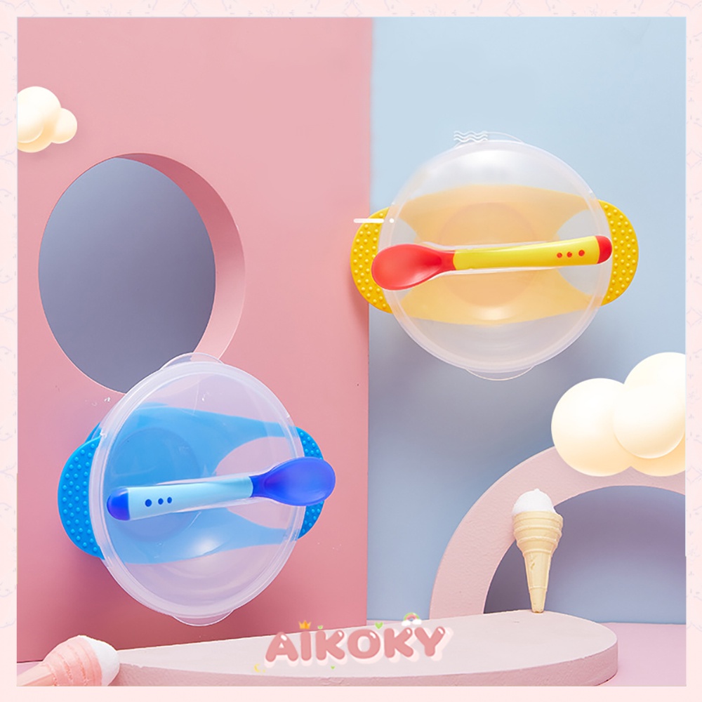 AIKOKY Mangkok bayi anti tumpah/Mangkuk bayi silikon BPA free