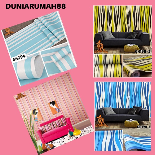 Wallpaper Dinding GH Ukuran 45cm x 9m Motif Garis Salur