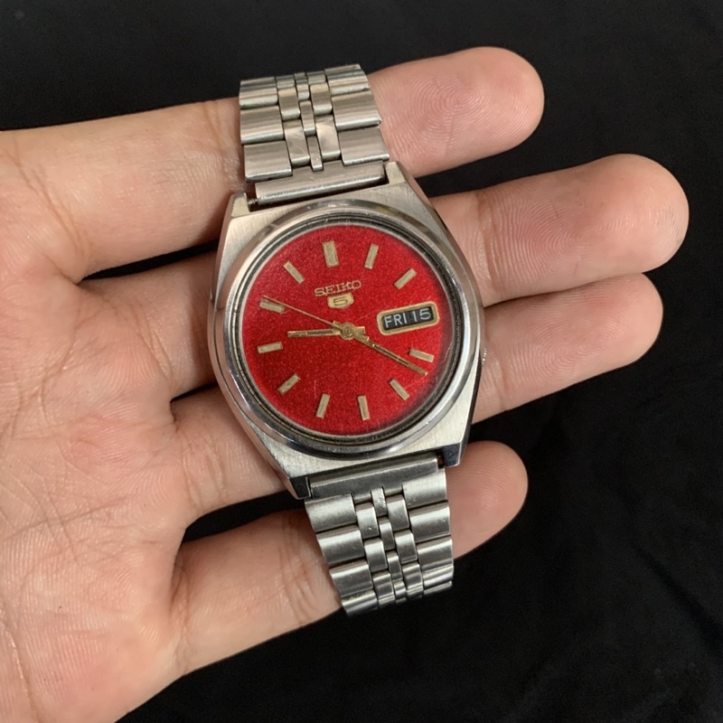Seiko 5 Automatic Red Merah 7009 Original bkn 7s26 4r36 6106 tdk transparan
