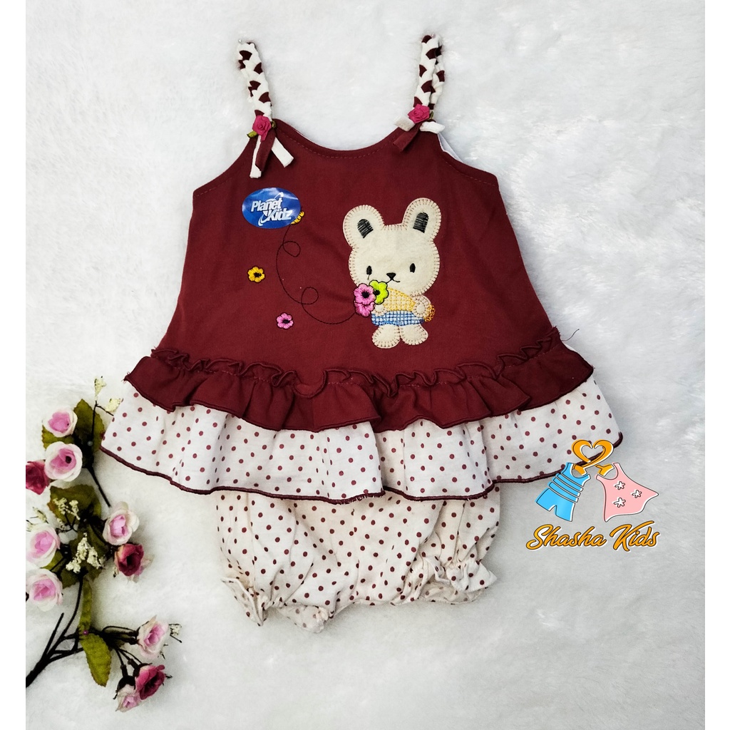 [L-025] Baju Bayi Perempuan/Dress Bayi Perempuan Planet Kids cantik  0-6 bln