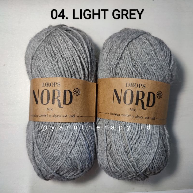 (LIGHT GREY - 04) DROPS NORD Benang rajut import wool alpaca bisa untuk Kaos kaki sock - yarntherapy