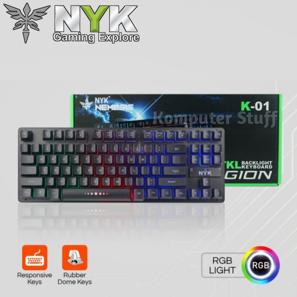 NYK K-01 Keyboard Gaming LED TKL Backlight Keyboard RGB NYK Legion