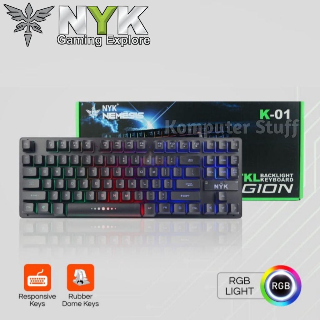 Keyboard Gaming NYK K-01 Keyboard LED Rainbow Backlight Compatible for PC and Laptop