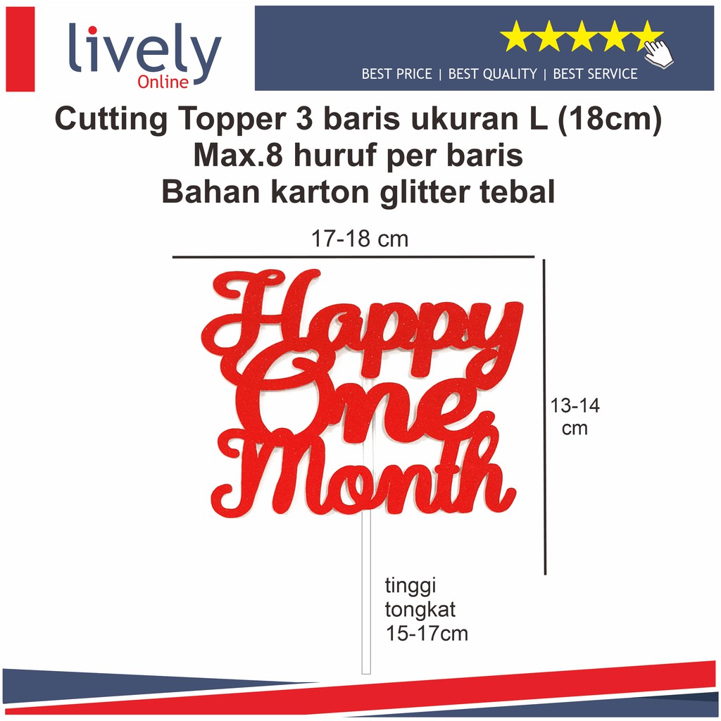 CUSTOM NAMA CAKE TOPPER CUTTING HIASAN KUE ULANG TAHUN HAPPY BIRTHDAY 3 BARIS