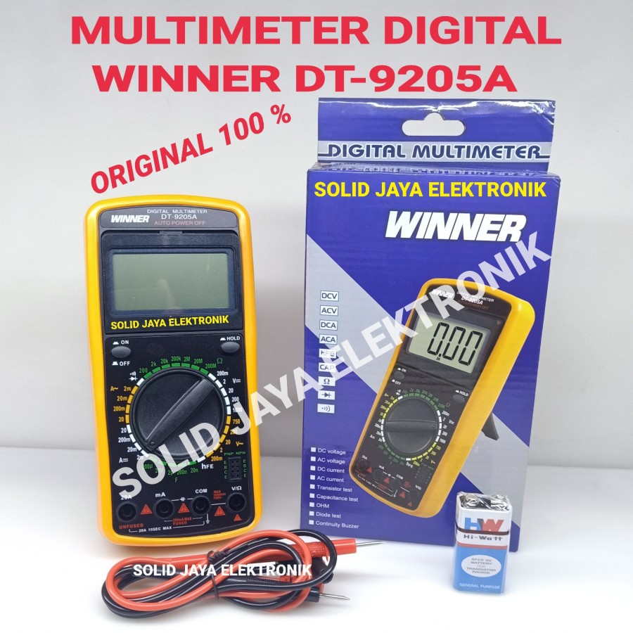 MULTI TESTER DIGITAL WINNER DT-9205A MULTIMETER METER 9205 A ORIGINAL