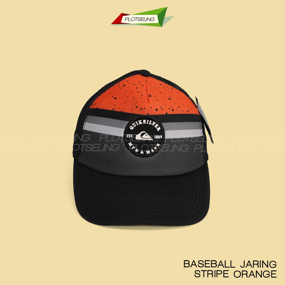 Topi Baseball Distro Jaring STRIPE ORANGE Topi Jaring Trucker Logo Distro Random Pria Wanita Topi Hitam Jaring Polos Logo NY Topi Logo Billa Bong Oakley Volcom Topi Anak Laki Laki Perempuan Topi Pantai Murah