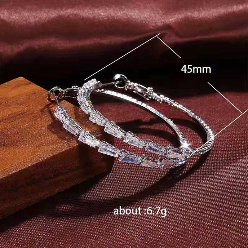Fancyqube Anting Hoops Bentuk Lingkaran Aksen Kristal Bahan Zirkon Untuk Wanita