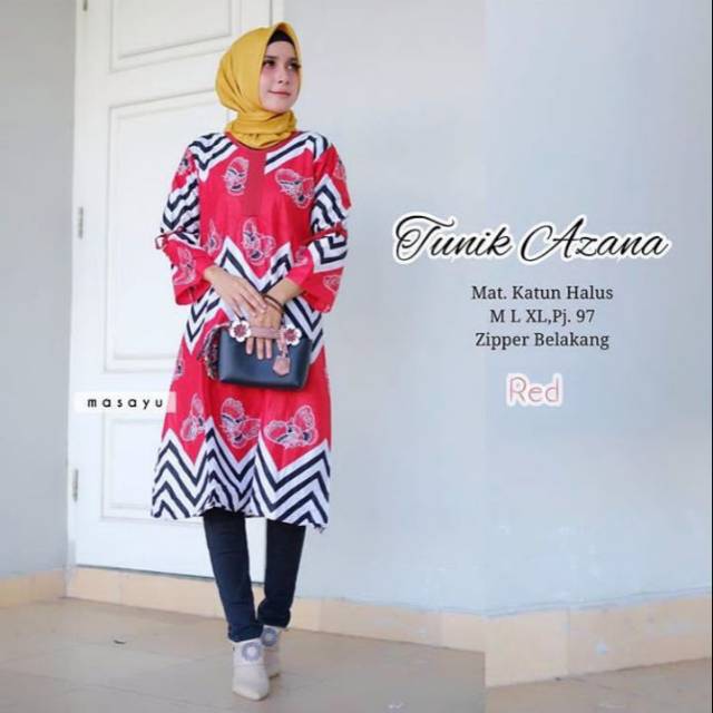 TUNIK AZANA BATIK DRESS WANITA HIJAB MODERN