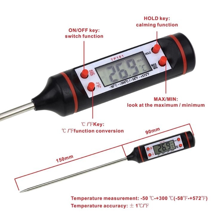 Termometer Makanan Minuman Food Thermometer Digital Suhu Minyak Air Kopi