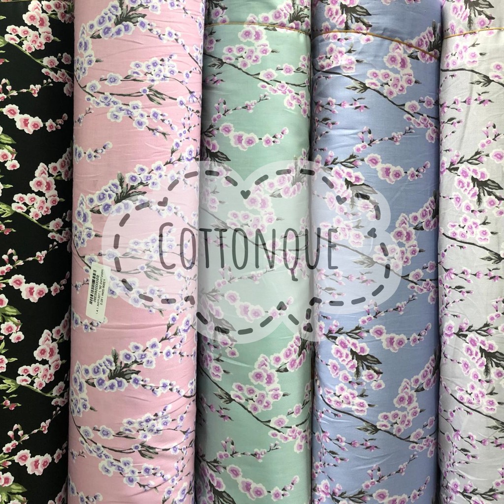 Kain Katun Jepang Motif Bunga Sakura Kecil 2 (min pembelian 2x klik)
