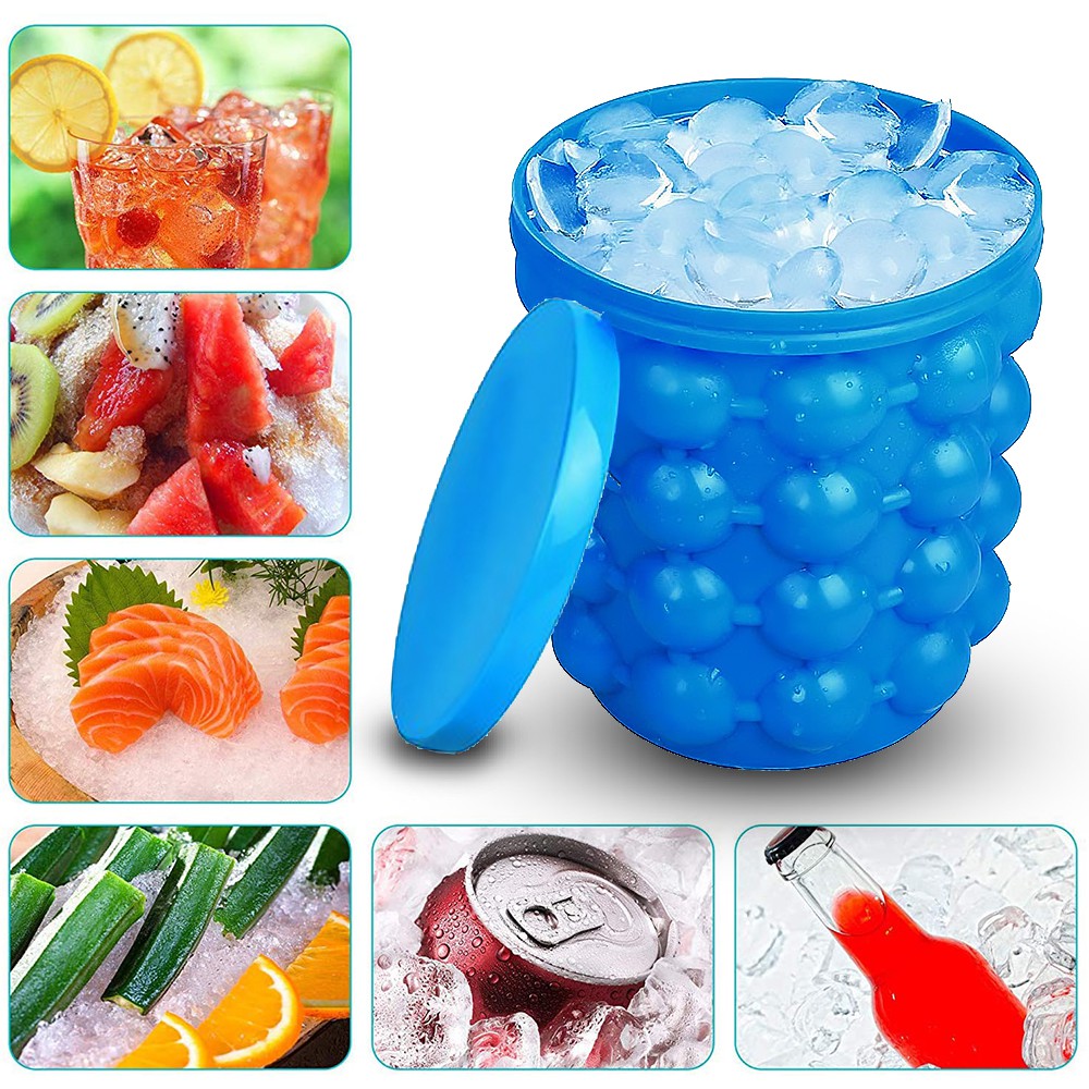 Alat Cetakan Es Batu Silikon / Ice Cube Maker / Pembuat Es Batu dan tempat penahan dingin