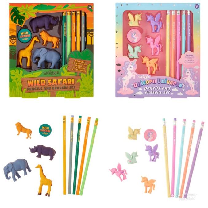 

SMIGGLE SAFARI UNICORN PENCILS AND ERASERS BOX SET - PAKET ALAT TULIS