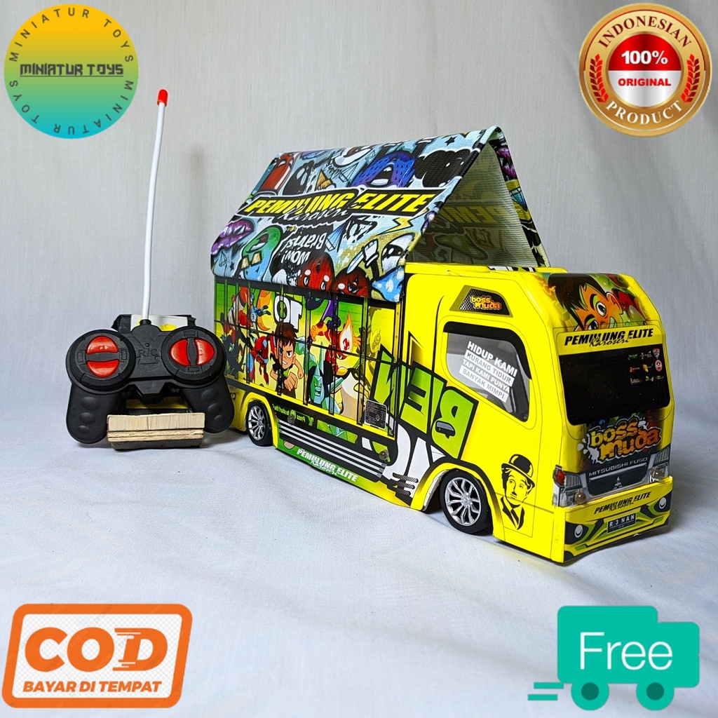 miniatur truk oleng remot control full lampu BEN10