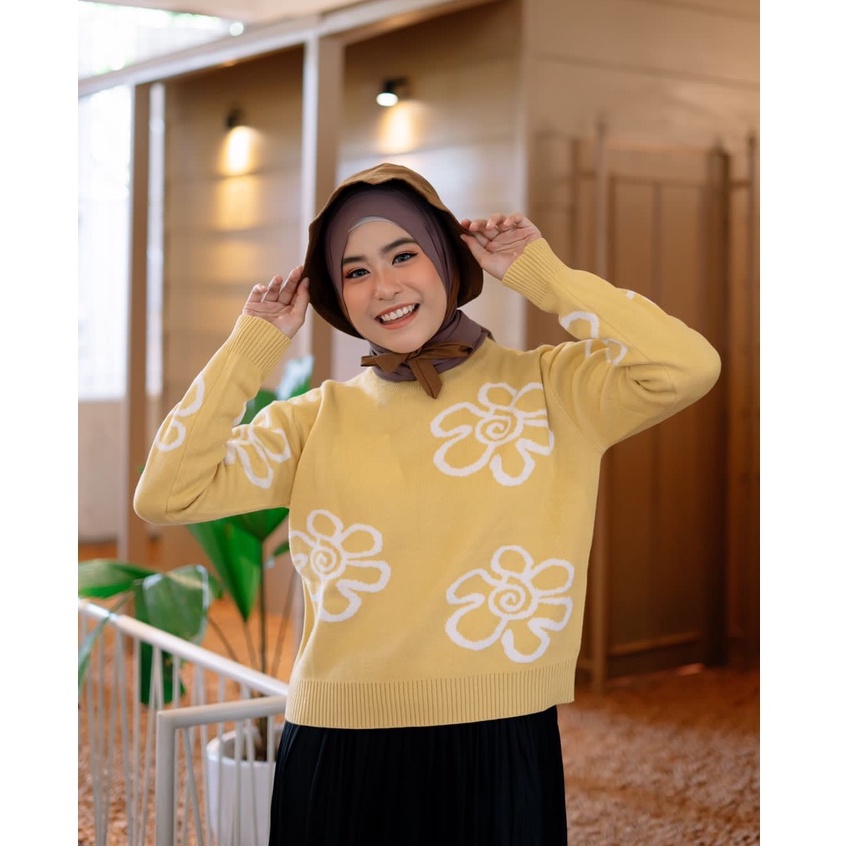 FLOWER SWEATER - SWEATER RAJUT - SWEATER MURAH BANDUNG - RAJUT MURAH